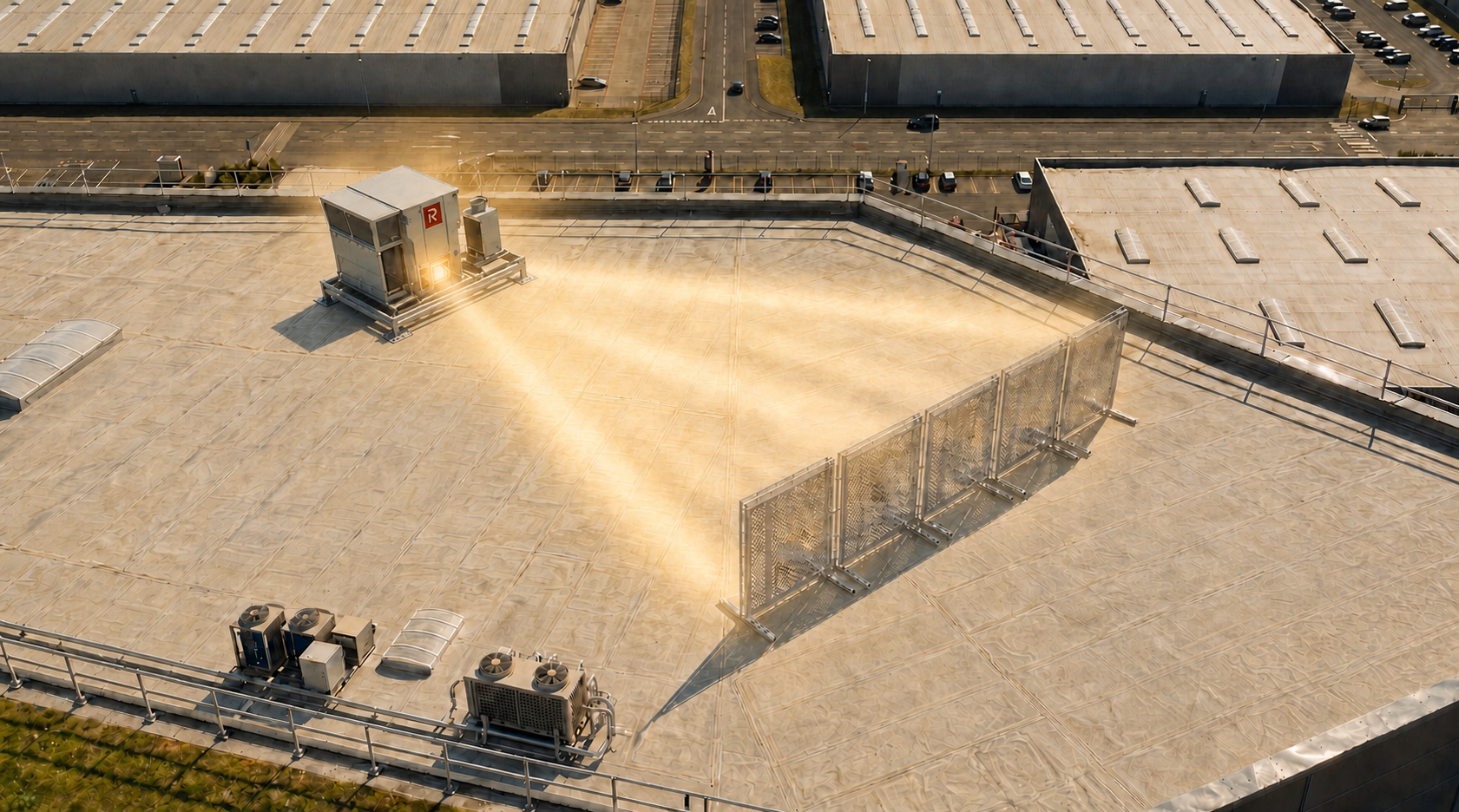 Visualisation d'une installation Pixsol sur la toiture d'un site industriel.